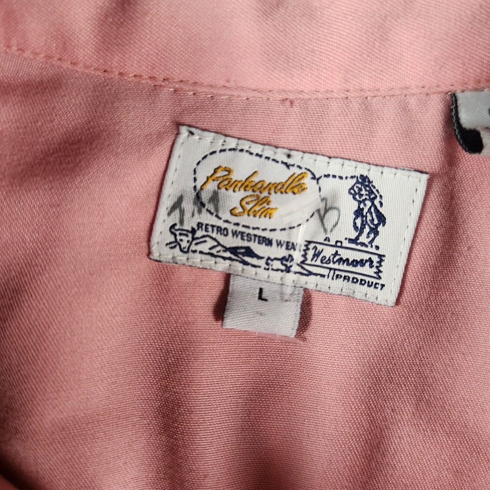 Panhandle Slim Western Shirt Womens L Pink Floral Rose Pearl Snap Cowgirl - Picture 2 of 10
